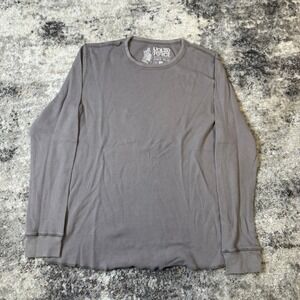 Liquid Force‎ Mens Grey Waffle Knit Thermal Long Sleeve Shirt Size L Made in USA